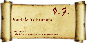 Vertán Ferenc névjegykártya